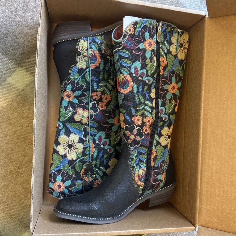 L'ARTISTE By Spring Step RODEOQUEEN Boots Black Multi US 7-7.5 EU size 38 NEW